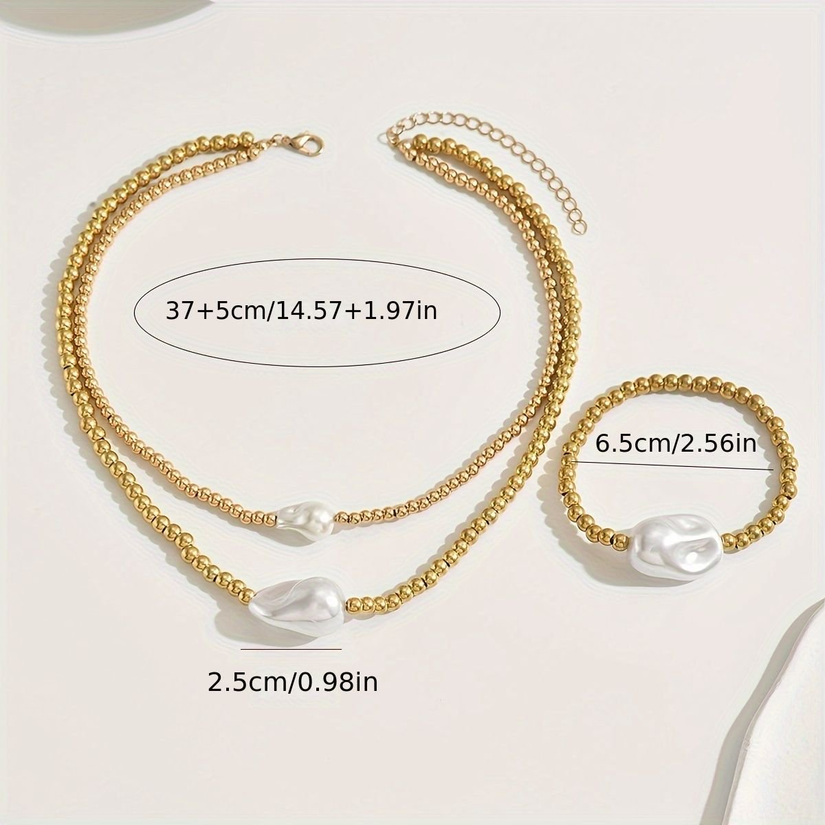 Lxalry Gold Electroplated Layered Jewelry Set, Handmade Necklace & Bracelet Duo, Lightweight 20g Stackable Gift For Everyday Elegance & Evening Glamour