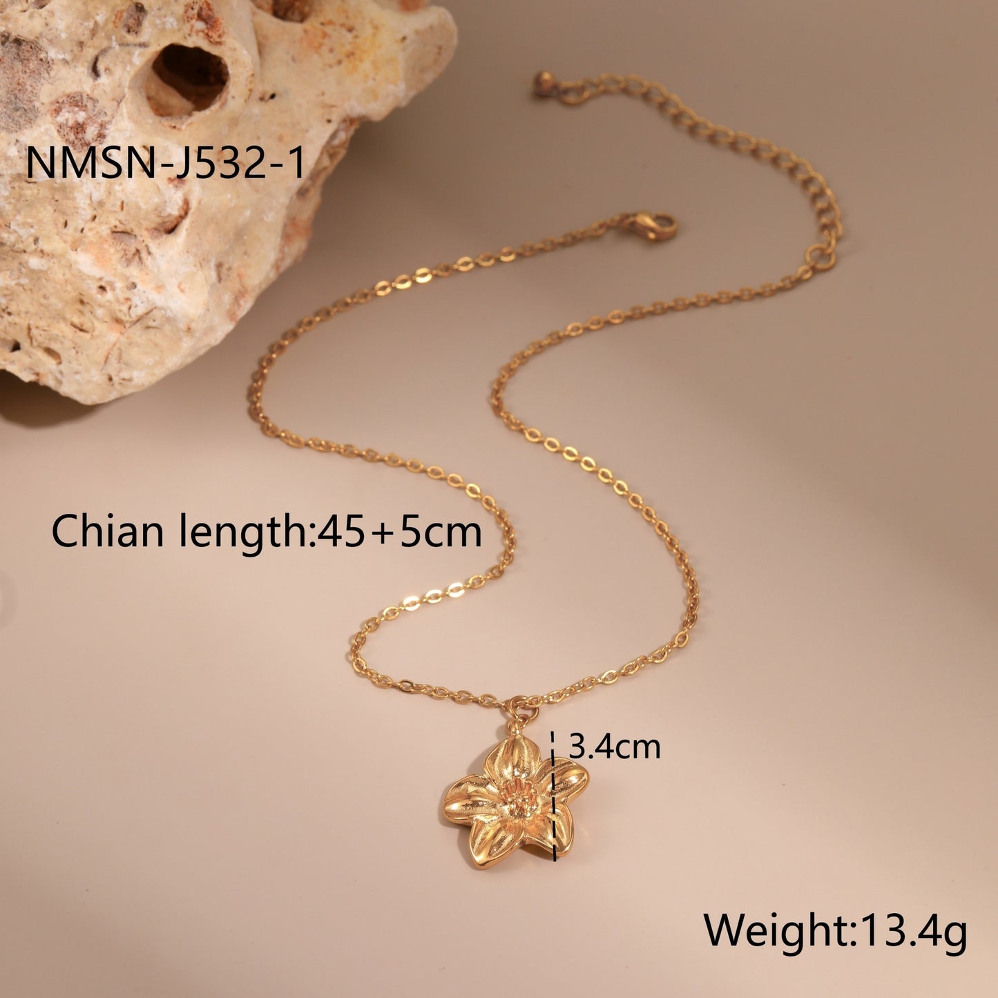 European And American Dignified Flowers Necklace Titanium Steel Earrings Open Ring