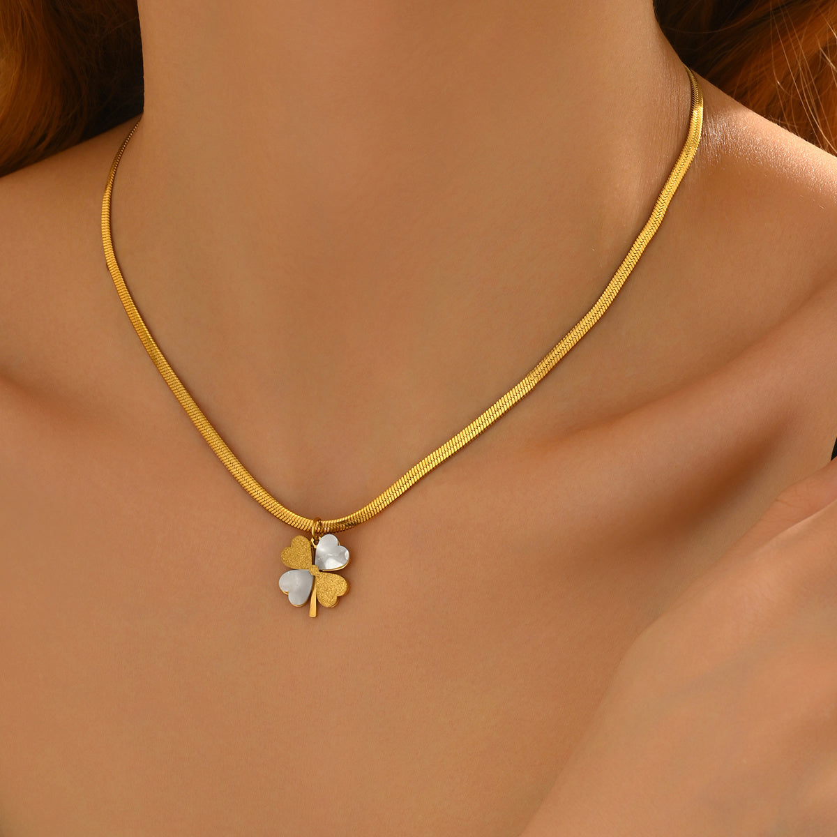 Lxalry 18K Gold Plated Double Luck Necklace  Four Leaf Clover Charm Hypoallergenic Jewelry Tarnish Free Gift For Women Wife Mom  Valentine S Day Birthday Everyday Elegance