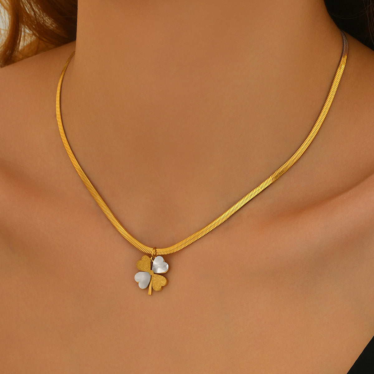 Lxalry 18K Gold Plated Double Luck Necklace  Four Leaf Clover Charm Hypoallergenic Jewelry Tarnish Free Gift For Women Wife Mom  Valentine S Day Birthday Everyday Elegance