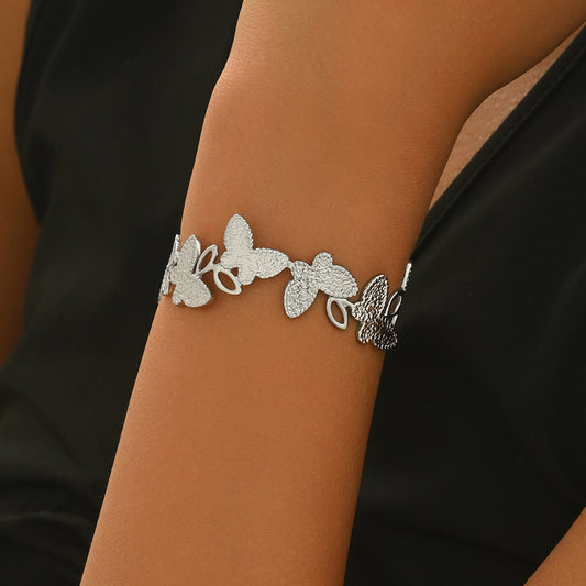 Lxalry Platinum Plated Stainless Steel Butterfly Carved Link Bracelet Hypoallergenic Skin Safe Jewelry For Daily   Evening Wear  Never Tarnish Handmade Luxury Gift For Her