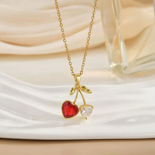 Women's Cherry Necklace Does Not Fade High-end Pendant Versatile Clavicle Chain